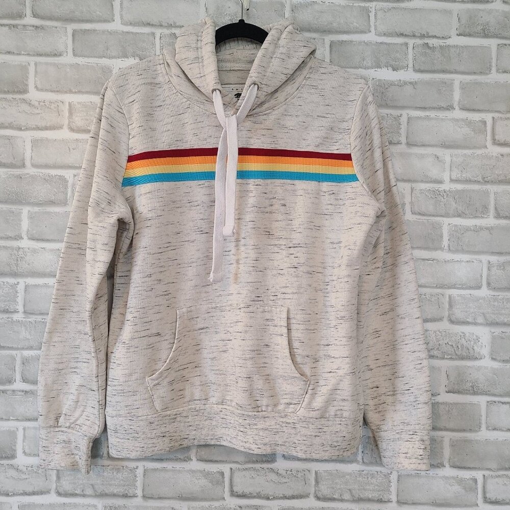 Reflex Gray Hoodie Sweatshirt Multicolor Stripe Love Graphic XL